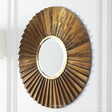 Espejo de baño enmarcado de metal con forma de abanico Sunburst Round Hot Sales